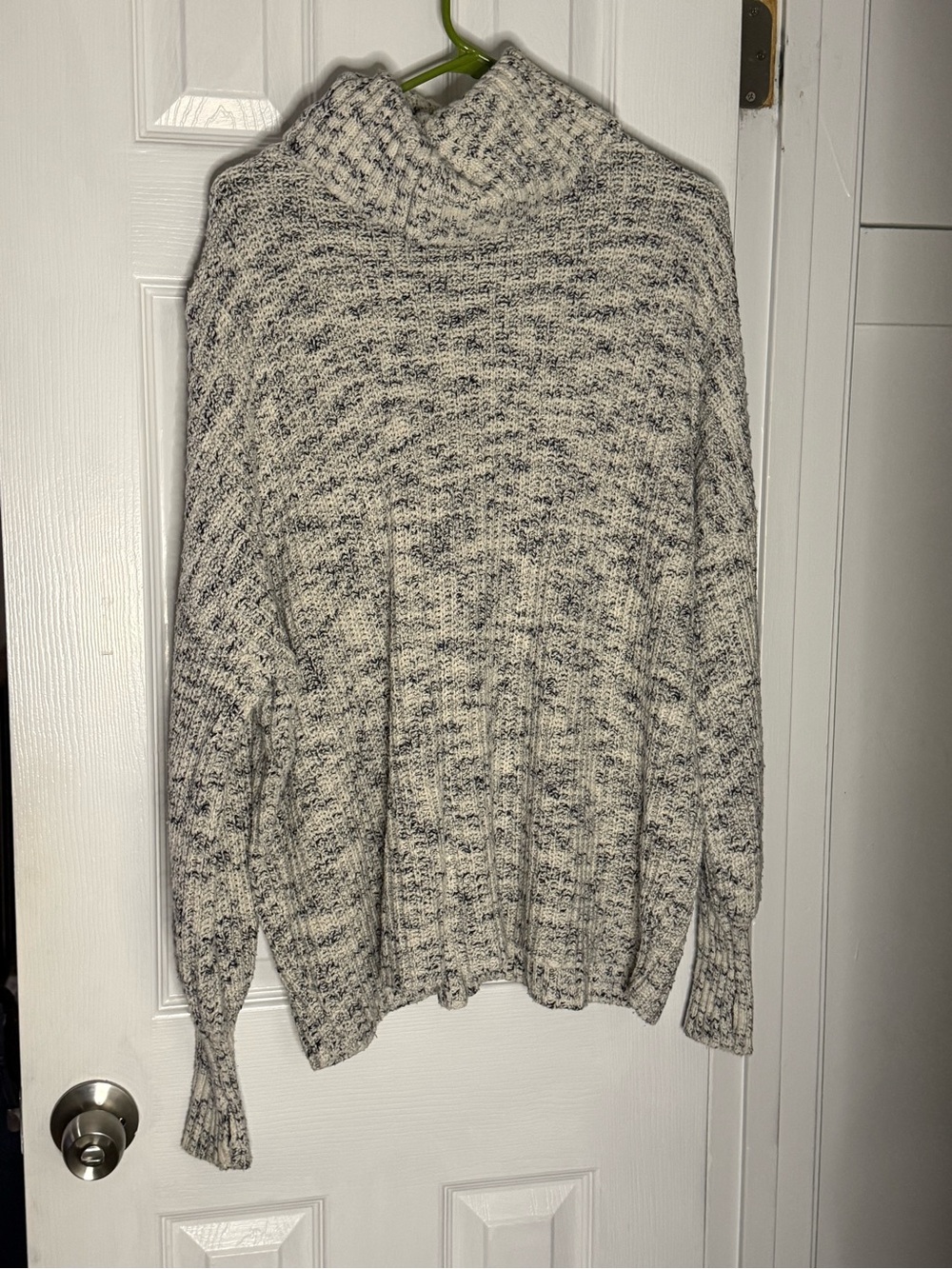 aerie Marled Knit Turtleneck Sweater - Gray and White